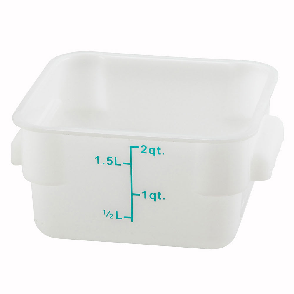 Winco PESC-2 2 qt Square Food Storage Container, Polypropylene, White