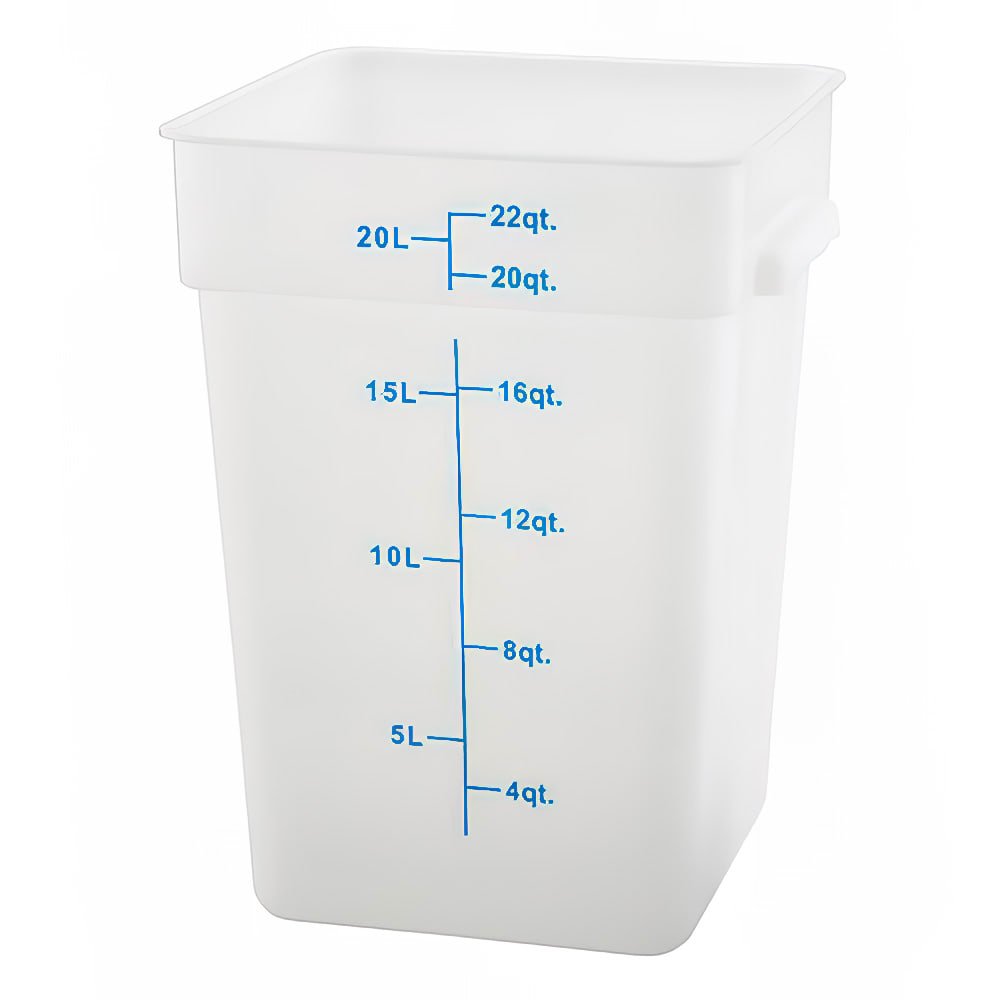 Winco PESC-22 22 qt Square Food Storage Container, Polypropylene, White