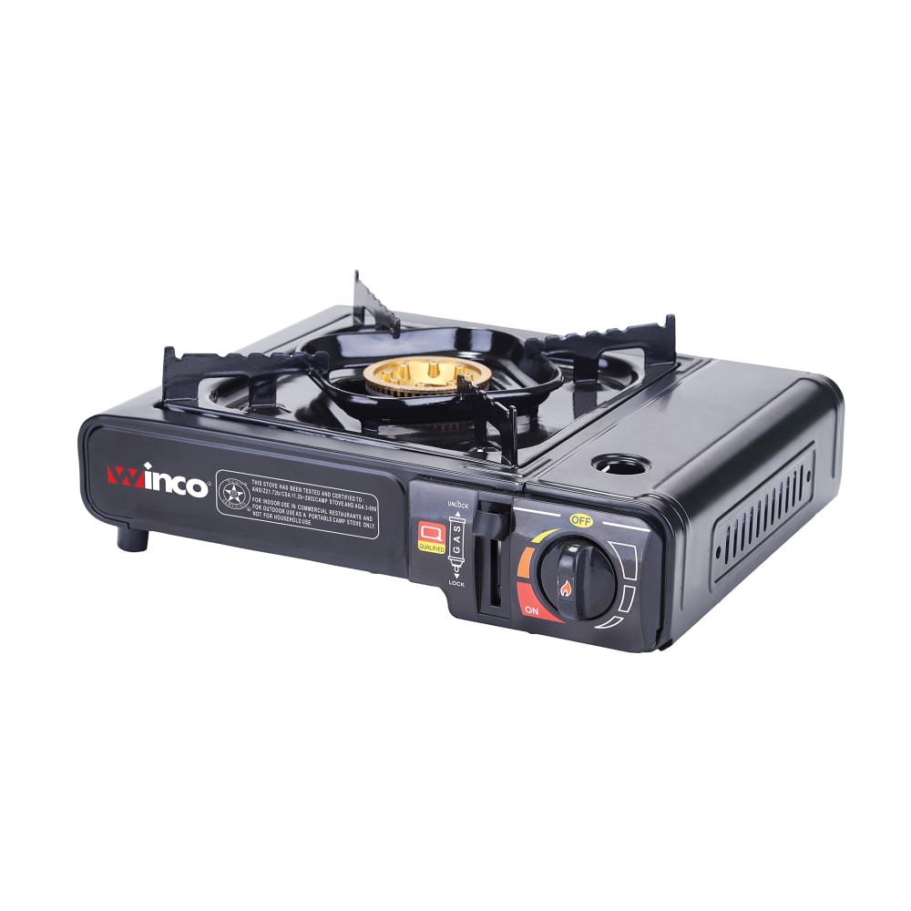 Winco PGS-1K Butane Stove w/ Brass Burner & Carrying Case - 9,500 BTU, Black