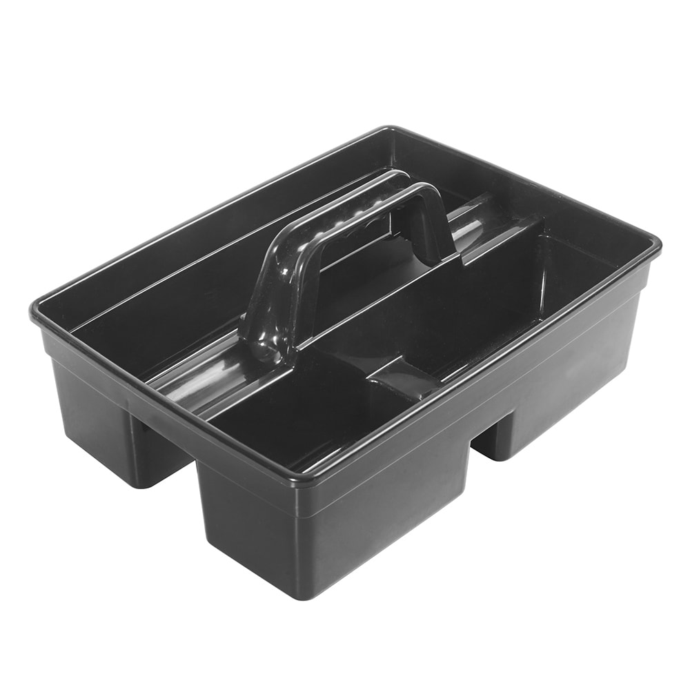 Winco PJC-1511K Janitorial Caddy w/ 3 Compartments - 15 1/4"W x 10 3/4"D x 6 3/4"H, Plastic, Black