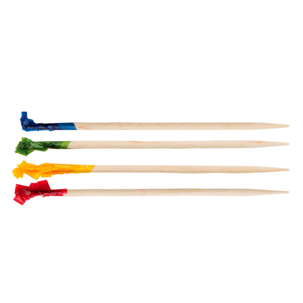 Winco PK-C2 2 9/16" Wood Frill Picks, Assorted Colors