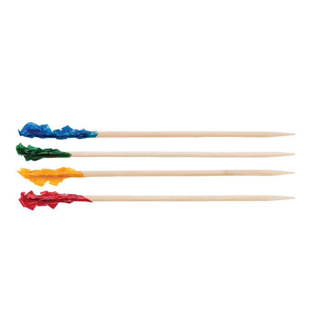 Winco PK-C4 3 15/16" Wood Frill Picks, Assorted Colors