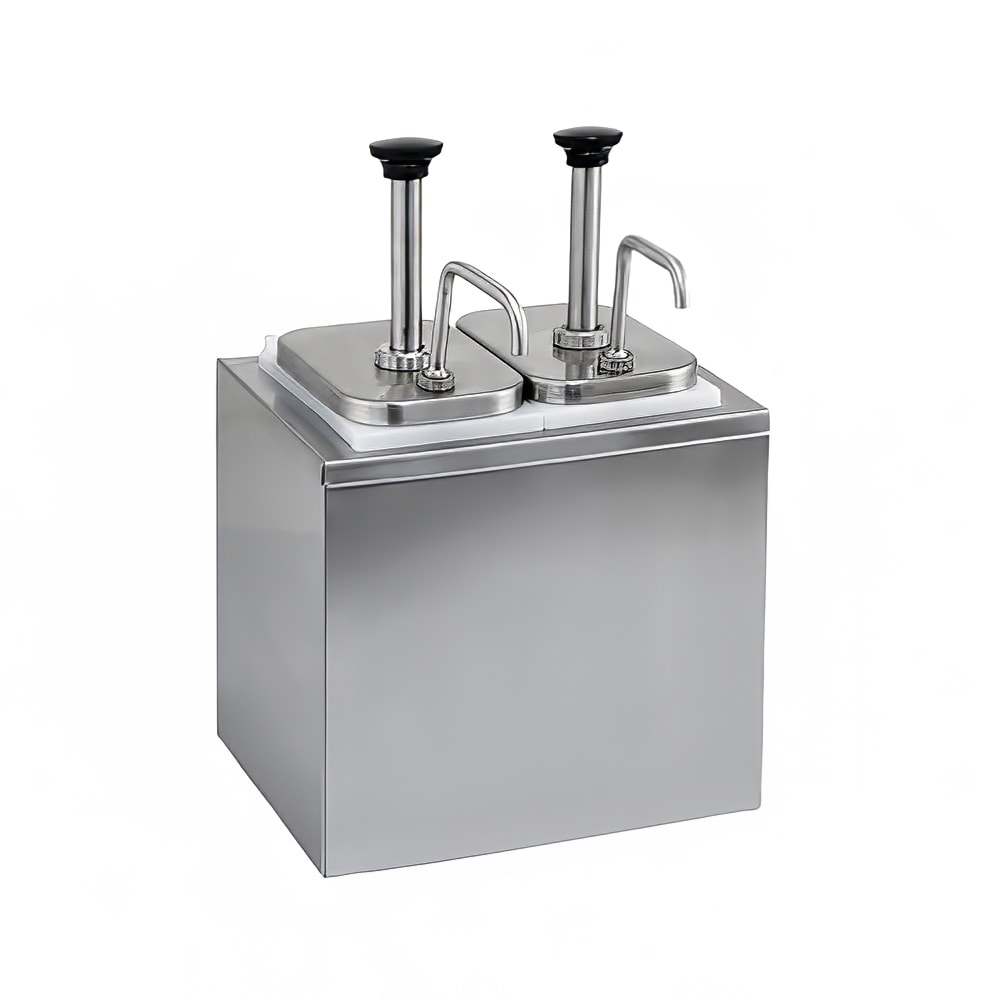 Winco PKTS-2D Pump Style Condiment Dispenser w/ (2) Jars & Pumps, (1 1/4) oz Stroke, Stainless