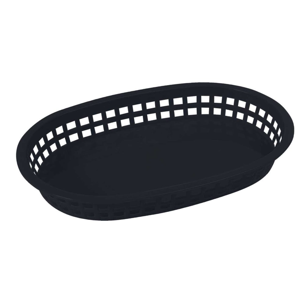 Winco PLB-K Oval Fast Food Basket - 10 3/4" x 7 1/4", Plastic, Black