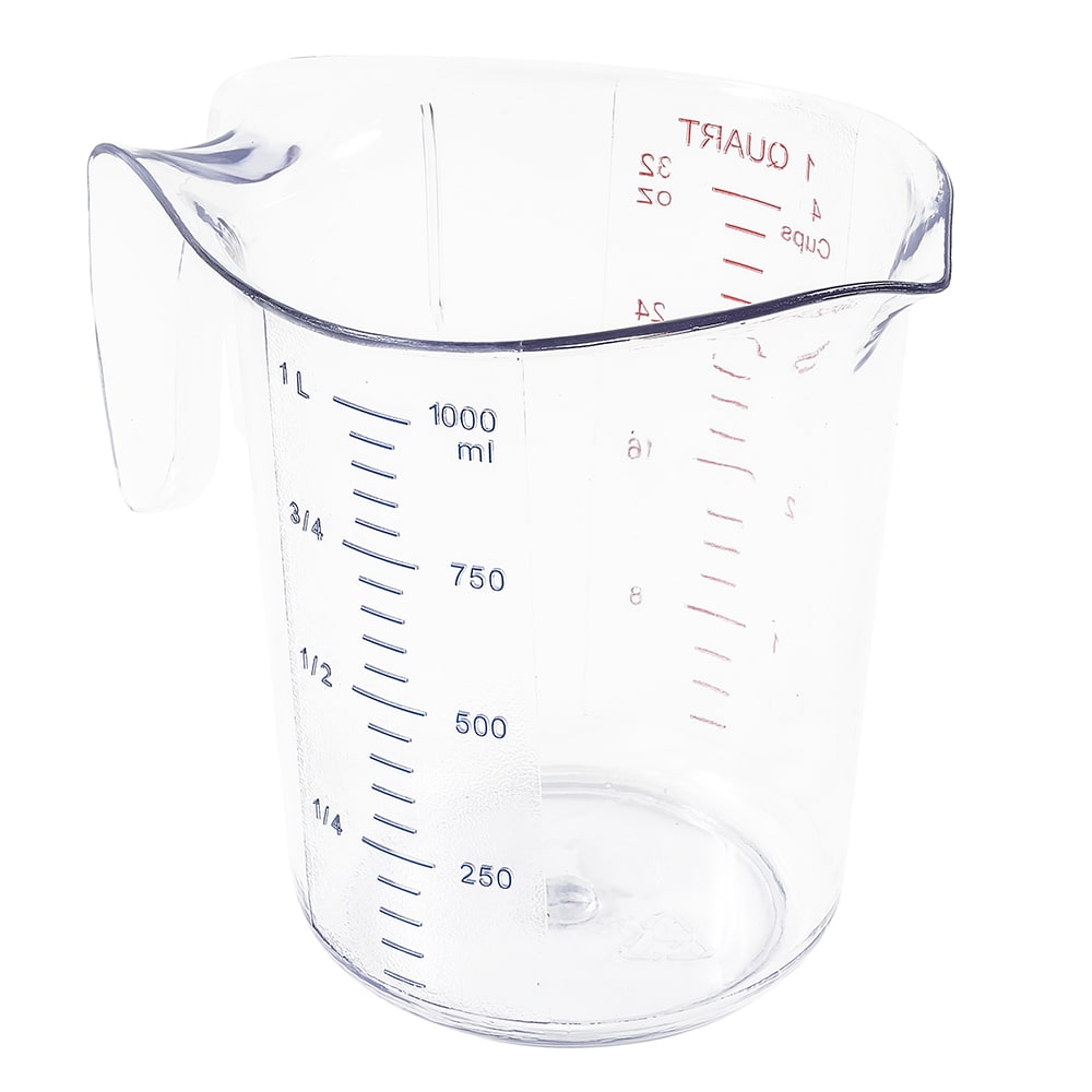 Winco PMCP-100 1 qt Measuring Cup - Polycarbonate, Clear