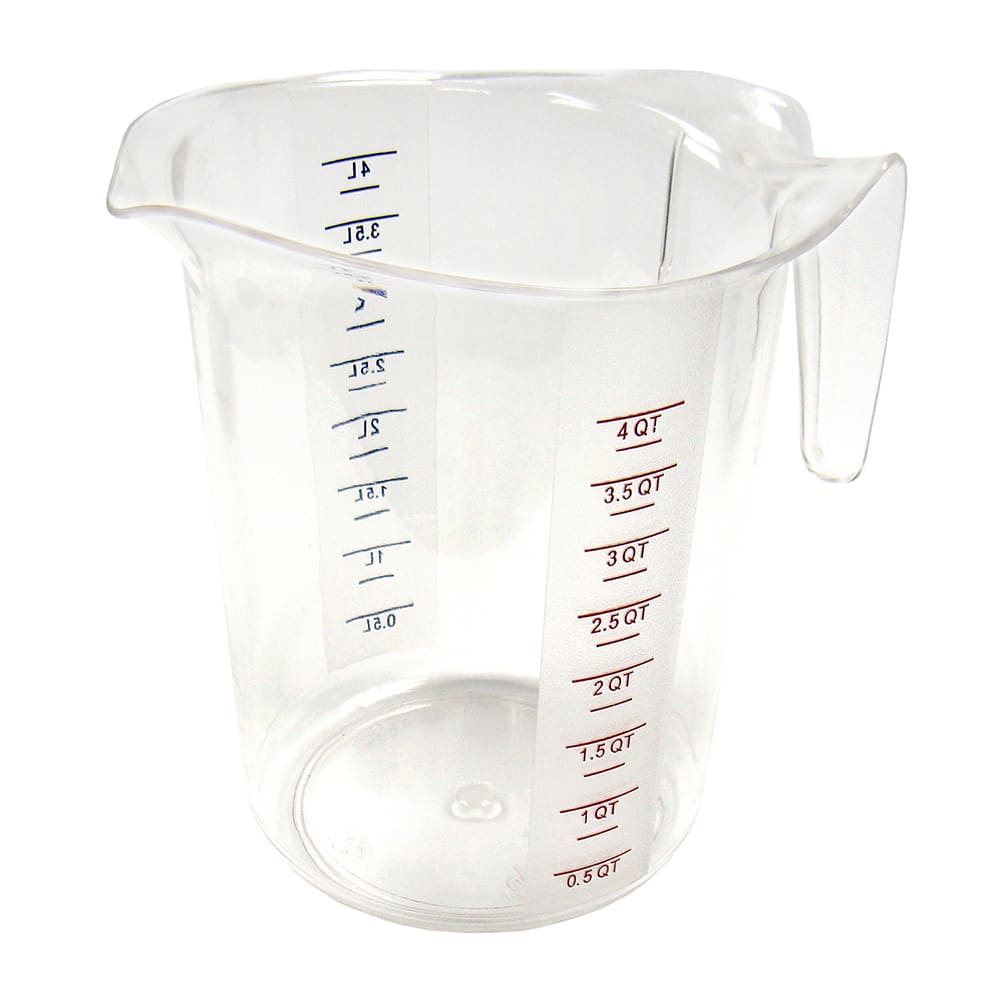 Winco PMCP-400 4 qt Measuring Cup - Polycarbonate, Clear