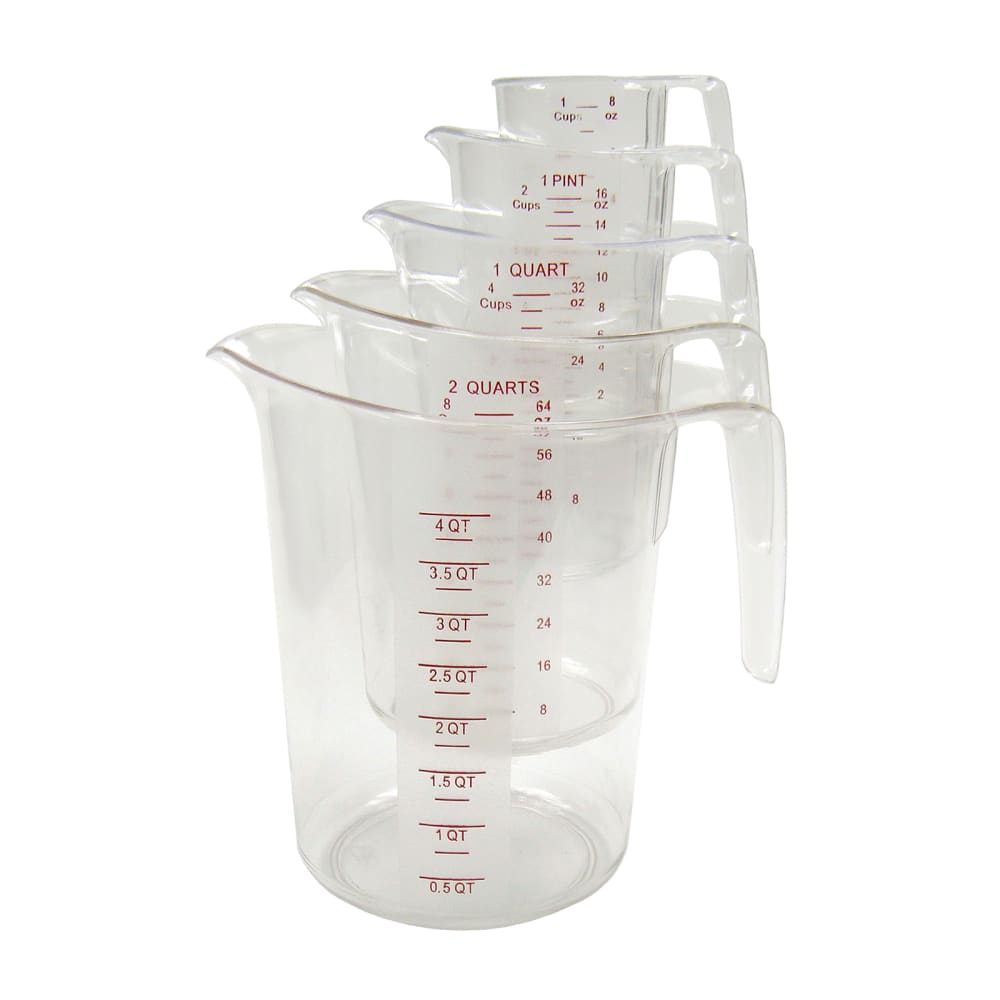 Winco PMCP-5SET 5 Piece Measuring Cup Set - Polycarbonate, Clear