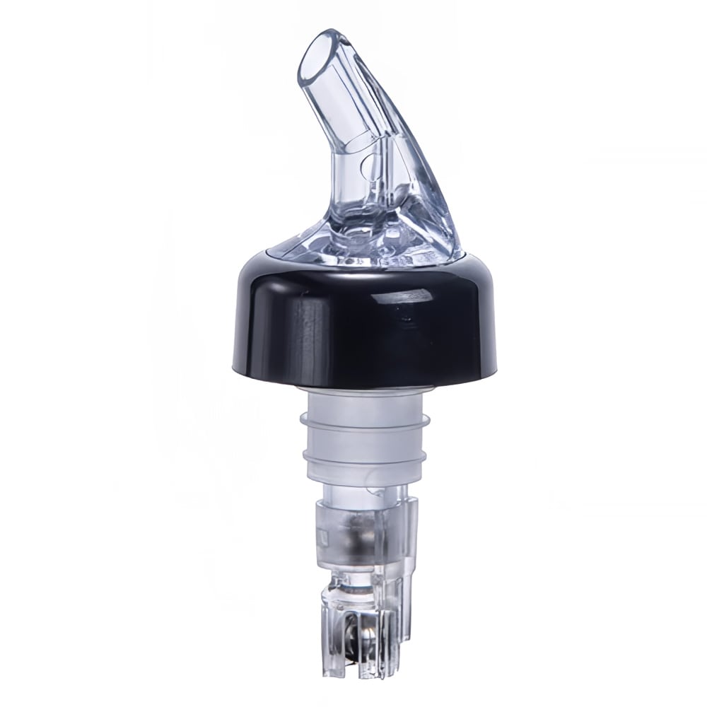 Winco PPA-125 1 1/4 oz Measuring Pourer w/ Black Collar & Inside Ball Bearing, Clear Tail