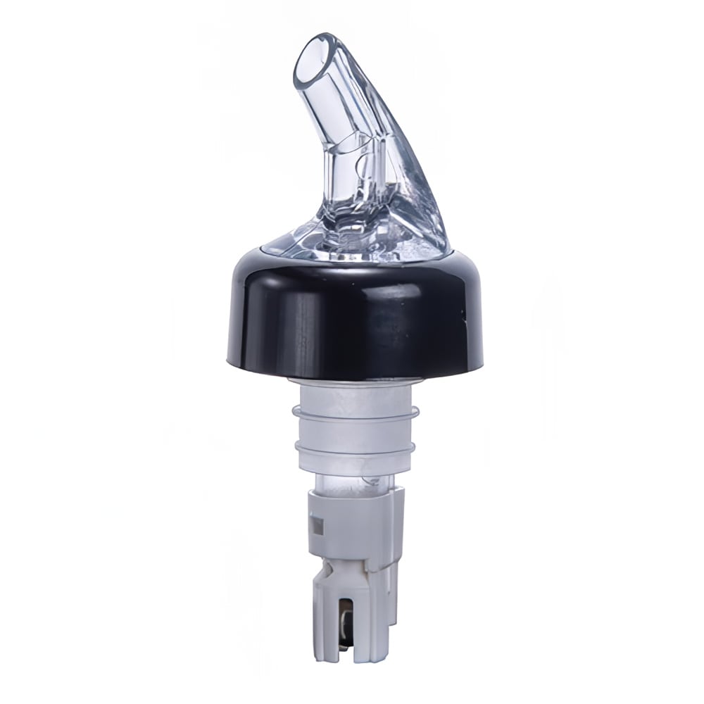 Winco PPA-200 2 oz Measuring Pourer w/ Black Collar & Inside Ball Bearing, White Tail