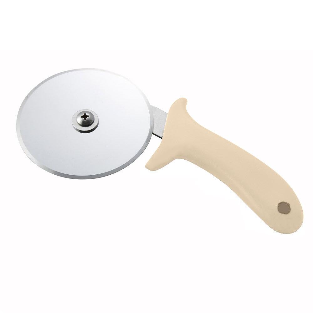 Winco PPC-4W 4" Pizza Cutter w/ White Plastic Handle, Stainless Steel