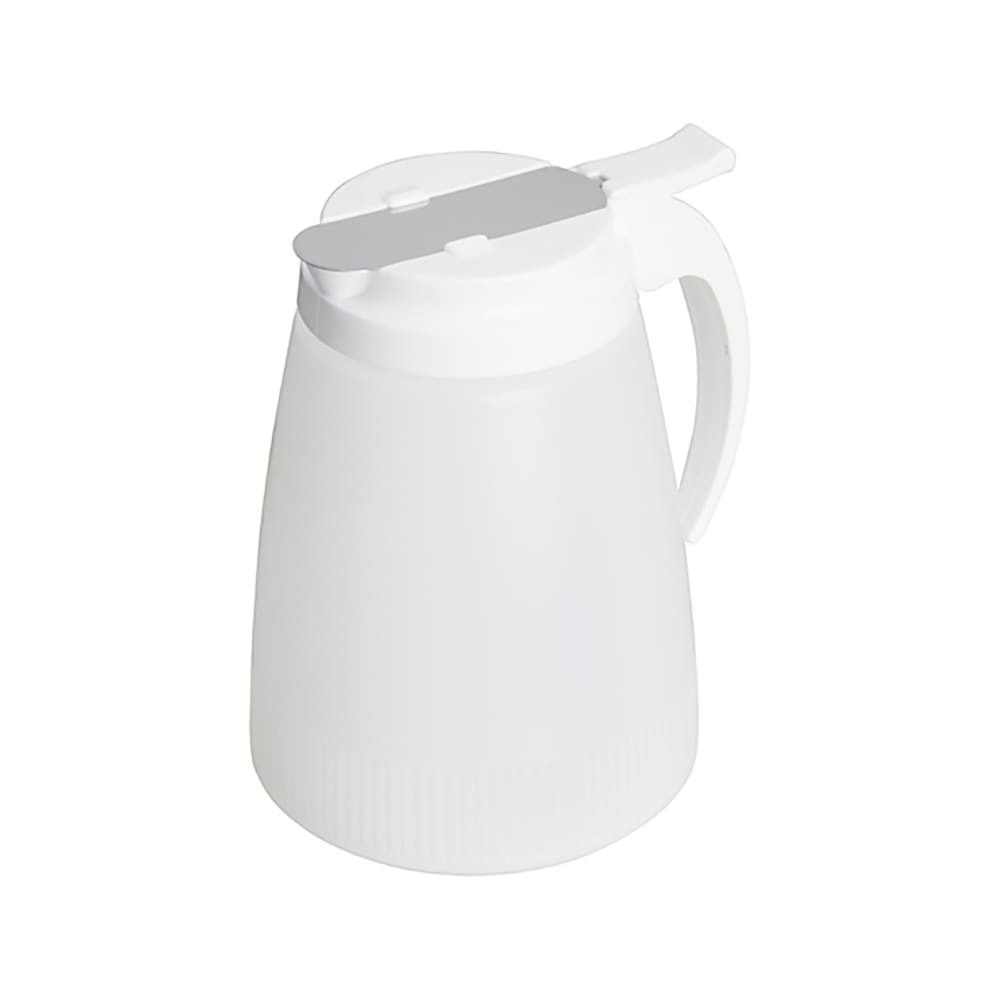 Winco PSUD-32 32 oz Cylindrical Dripcut Server - White Plastic, White Plastic Top