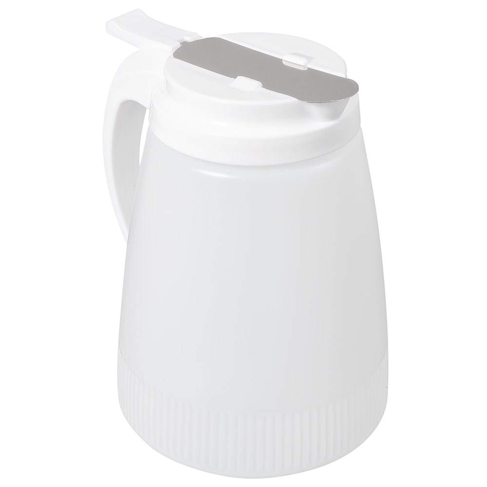 Winco PSUD-48 48 oz Cylindrical Dripcut Server - White Plastic, White Plastic Top