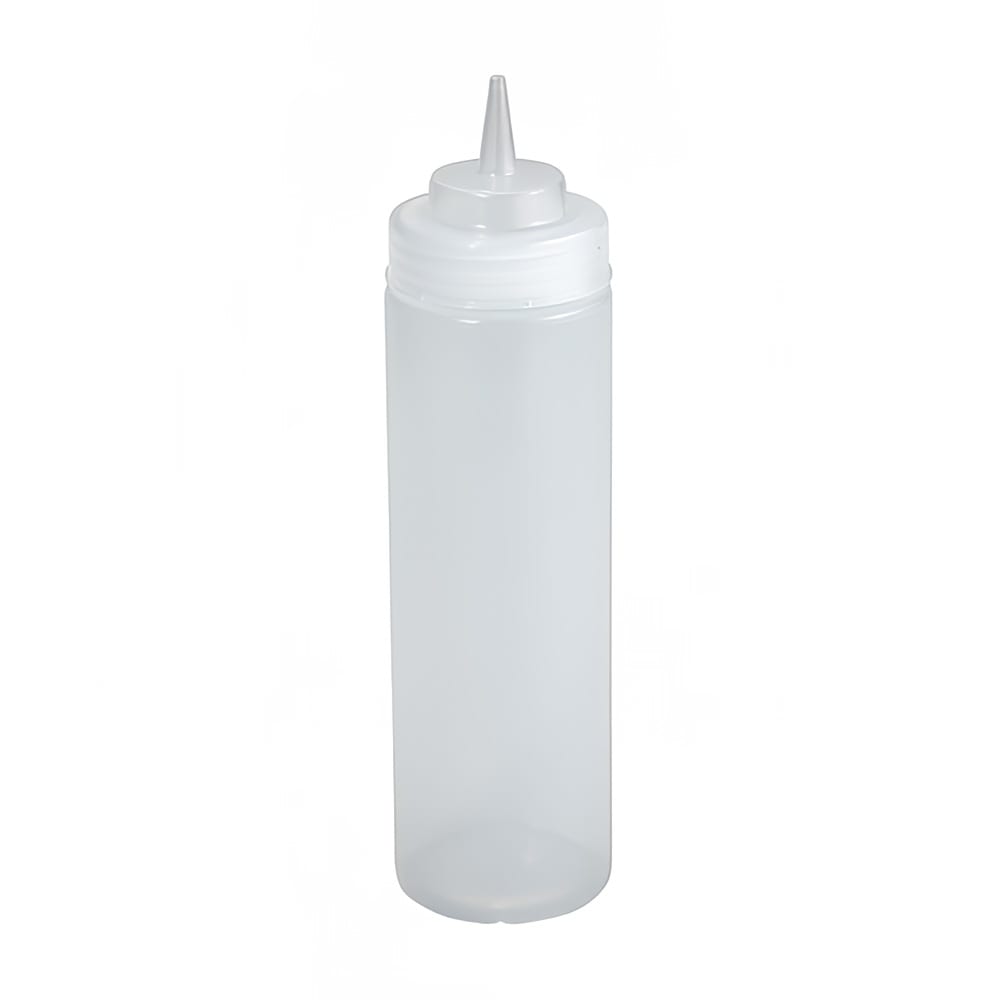 Winco PSW-24 24 oz Plastic Squeeze Bottle, Wide Mouth, Clear