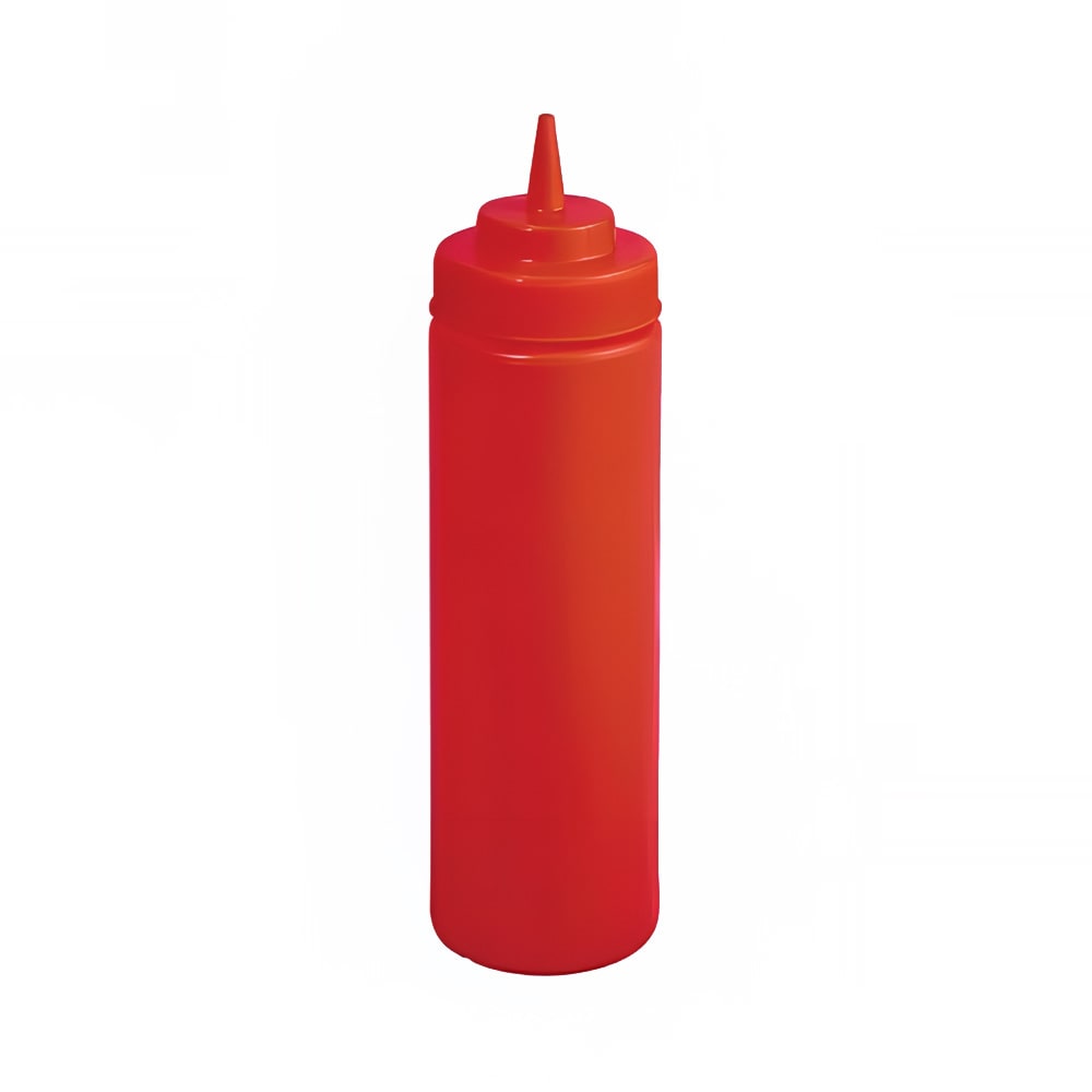 Winco PSW-24R 24 oz Plastic Squeeze Bottle, Wide Mouth, Red