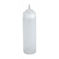 Winco PSW-24R 24 oz Plastic Squeeze Bottle, Wide Mouth, Red thumbnail 2