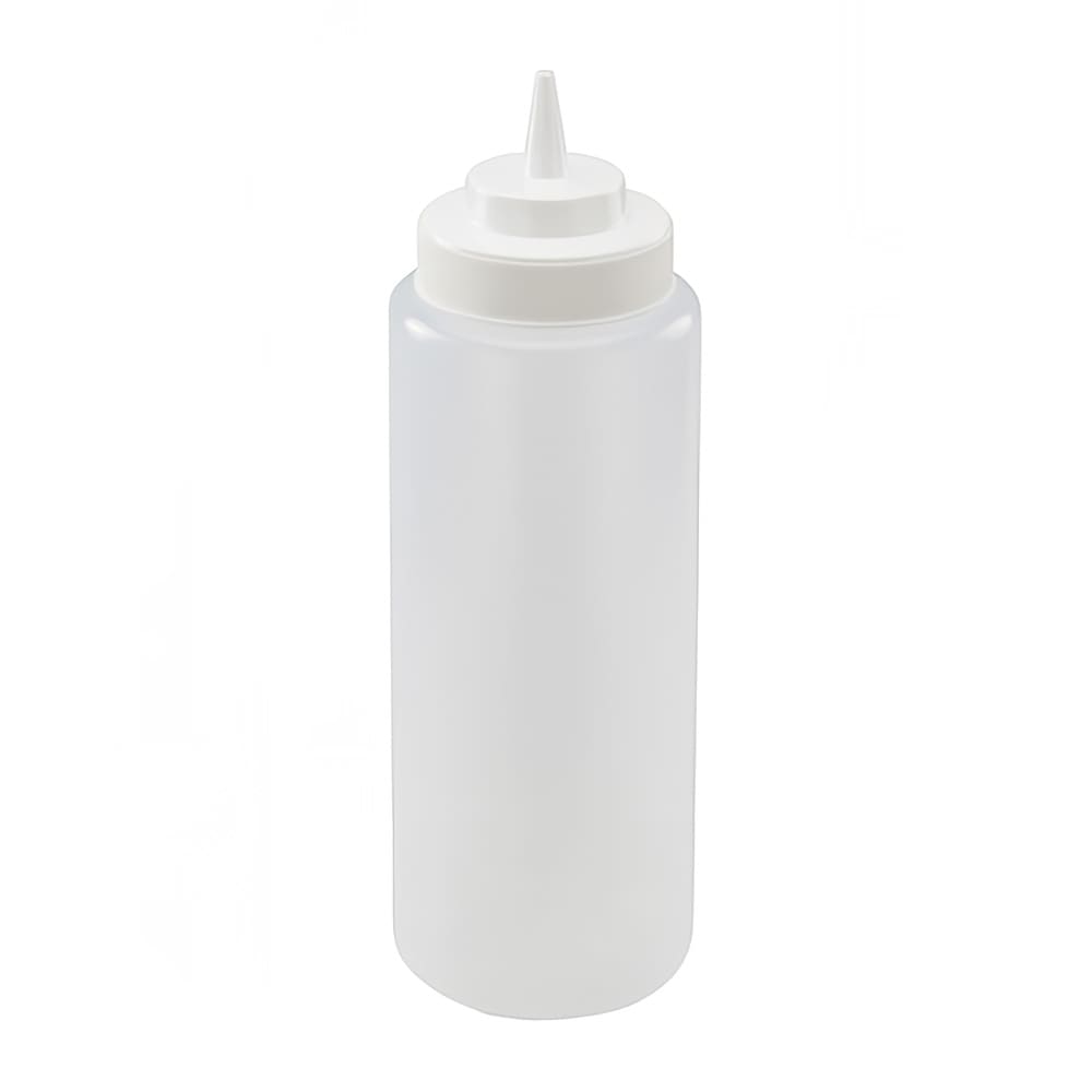 Winco PSW-32 32 oz Plastic Squeeze Bottle, Wide Mouth, Clear