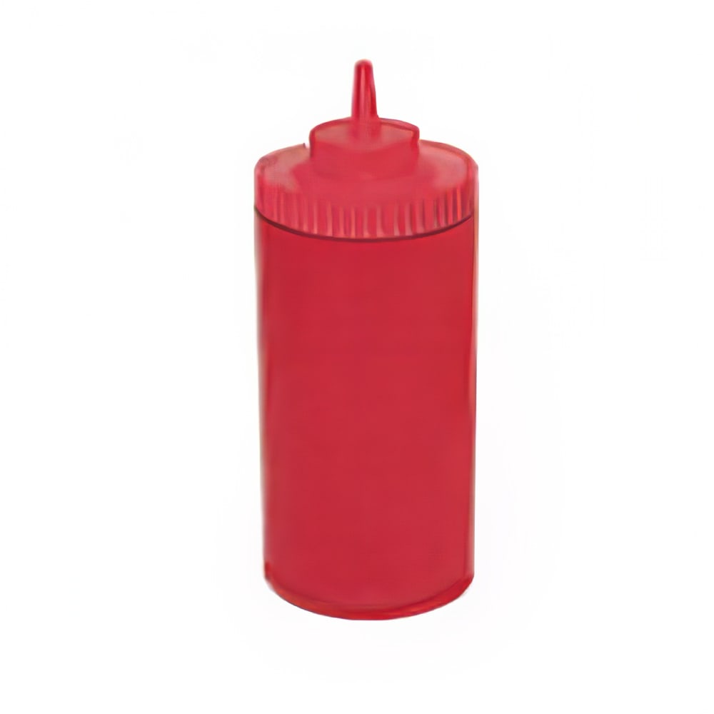 Winco PSW-32R 32 oz Plastic Squeeze Bottle - Wide Mouth, Red