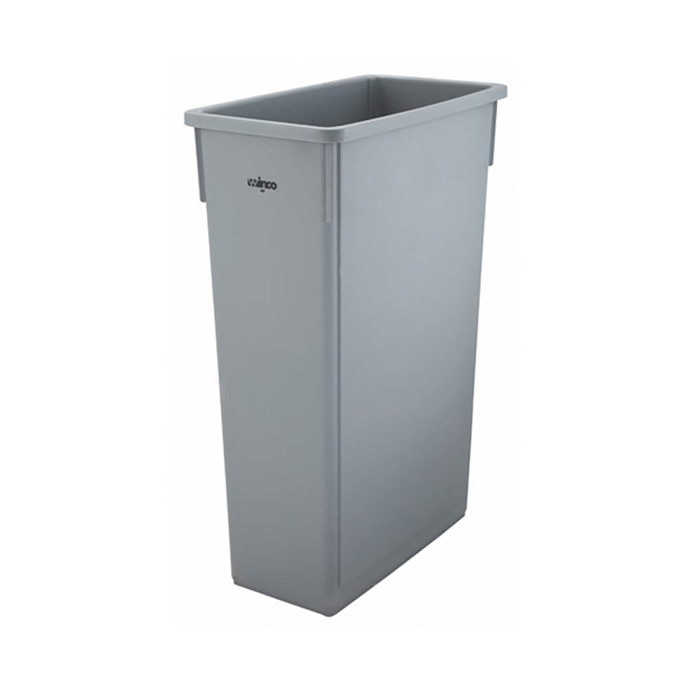 Winco PTC-23SG 23 gal Rectangle Slim Trash Can, 20 1/8"L x 10 7/8"W x 29 7/8"H, Gray