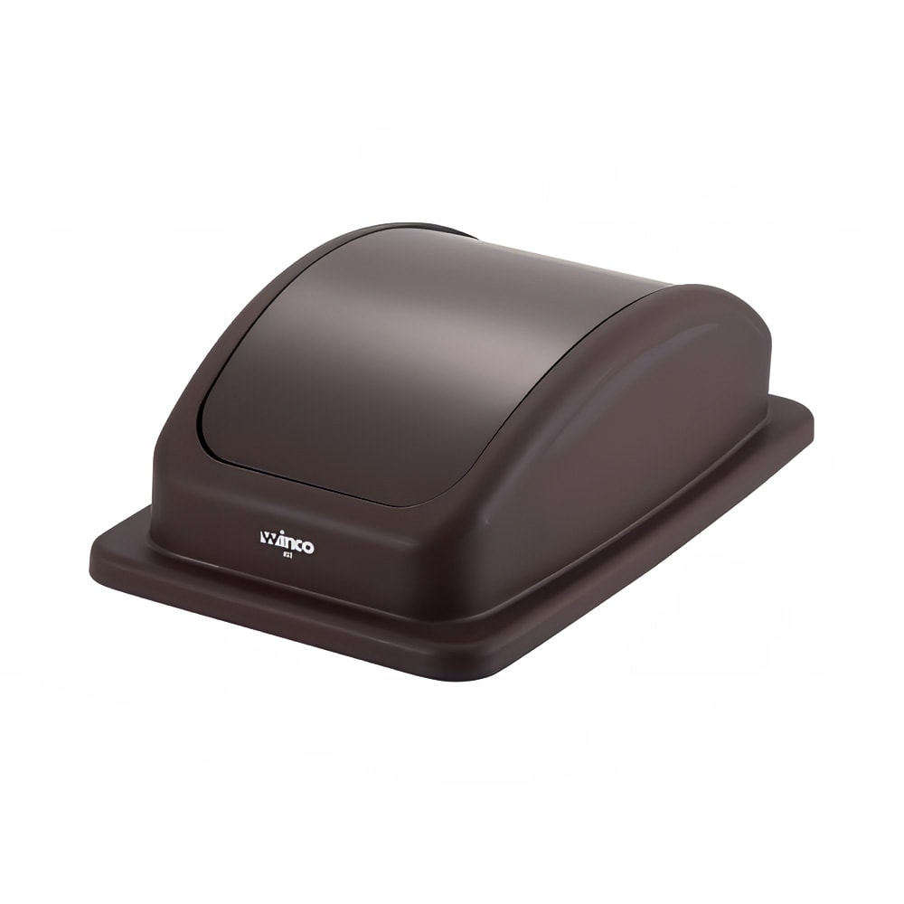Winco PTCL-23B Rectangle Dome Trash Can Lid - Plastic, Brown