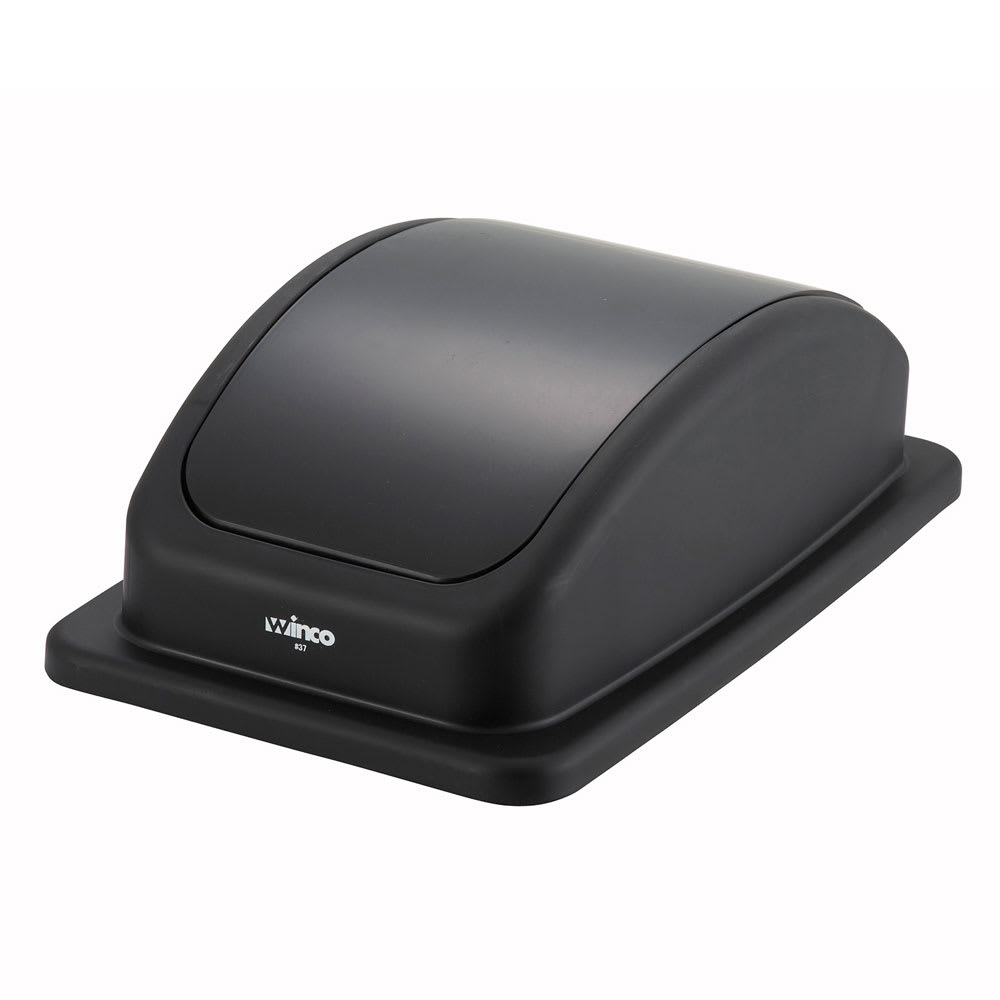 Winco PTCL-23K Rectangle Dome Trash Can Lid - Plastic, Black