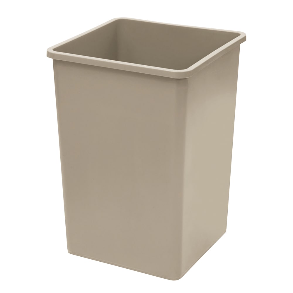Winco PTCS-35BE 35 gal Square Trash Can - Plastic, Beige