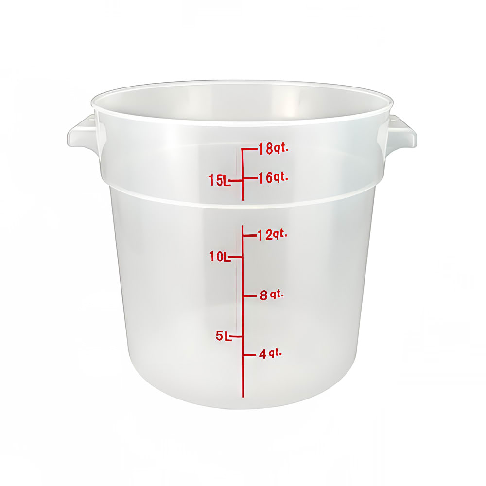 Winco PTRC-18 18 qt Round Storage Container, Polypropylene, Translucent