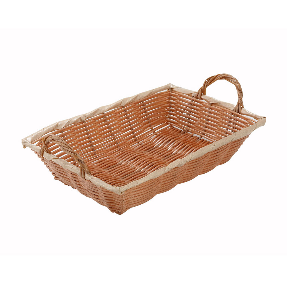Winco PWBN-12B Oblong Woven Basket w/ Handle, 12 x 8 x 3", Poly, Natural