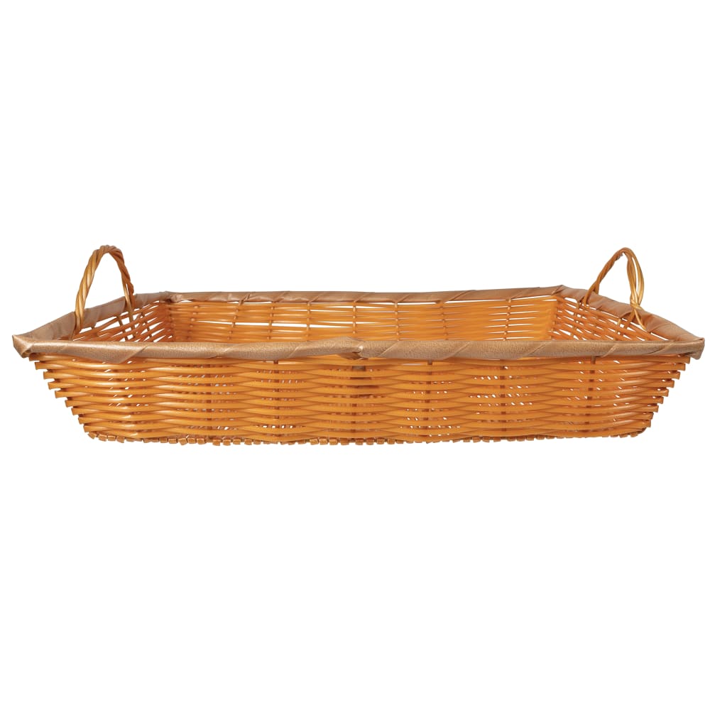 Winco PWBN-16B Oblong Woven Basket w/ Handle, 16 x 11 x 3", Poly, Natural