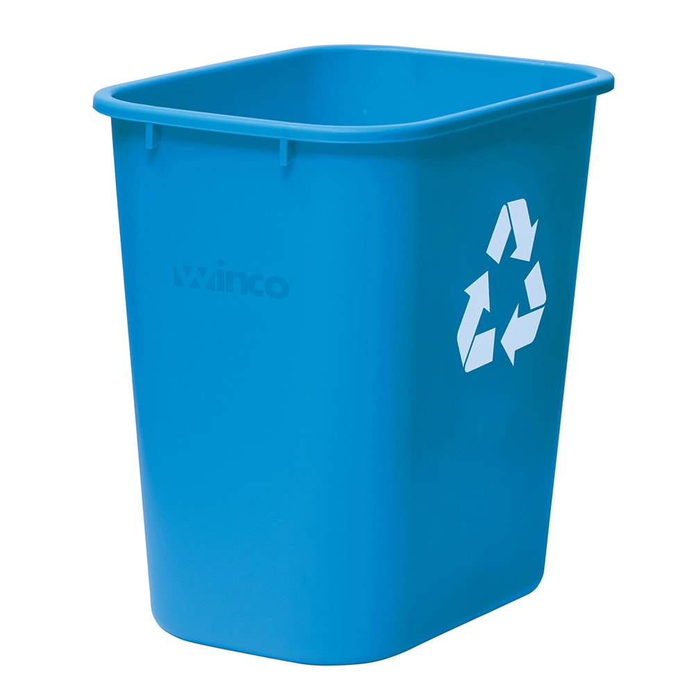 Winco PWR-28L 28 qt Rectangle Waste Basket - Plastic, Blue