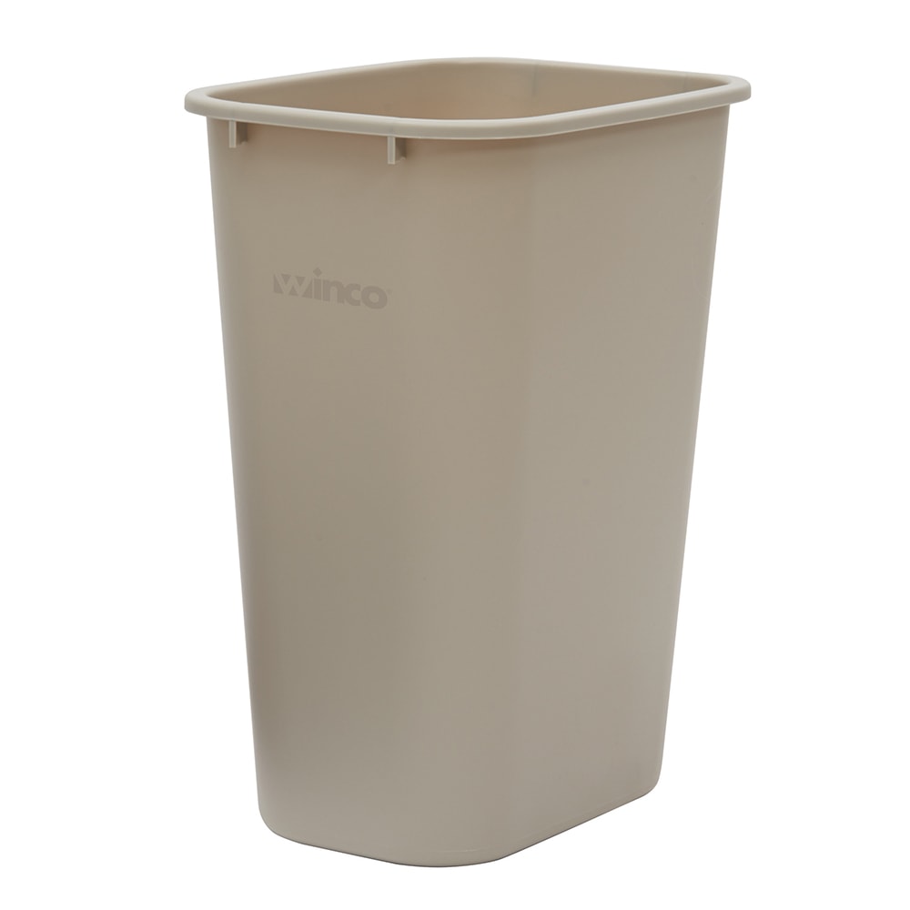 Winco PWR-41BE 41 qt Rectangle Waste Basket - Plastic, Beige