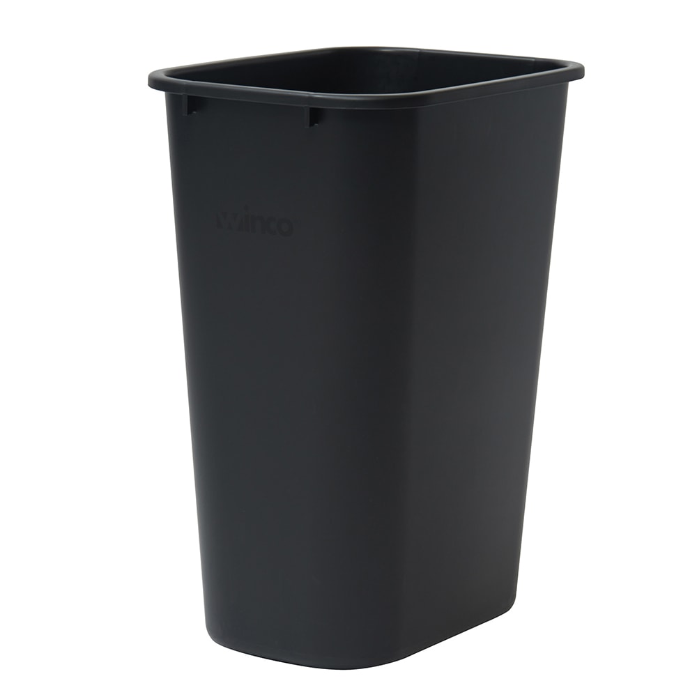 Winco PWR-41K 41 qt Rectangle Waste Basket - Plastic, Black