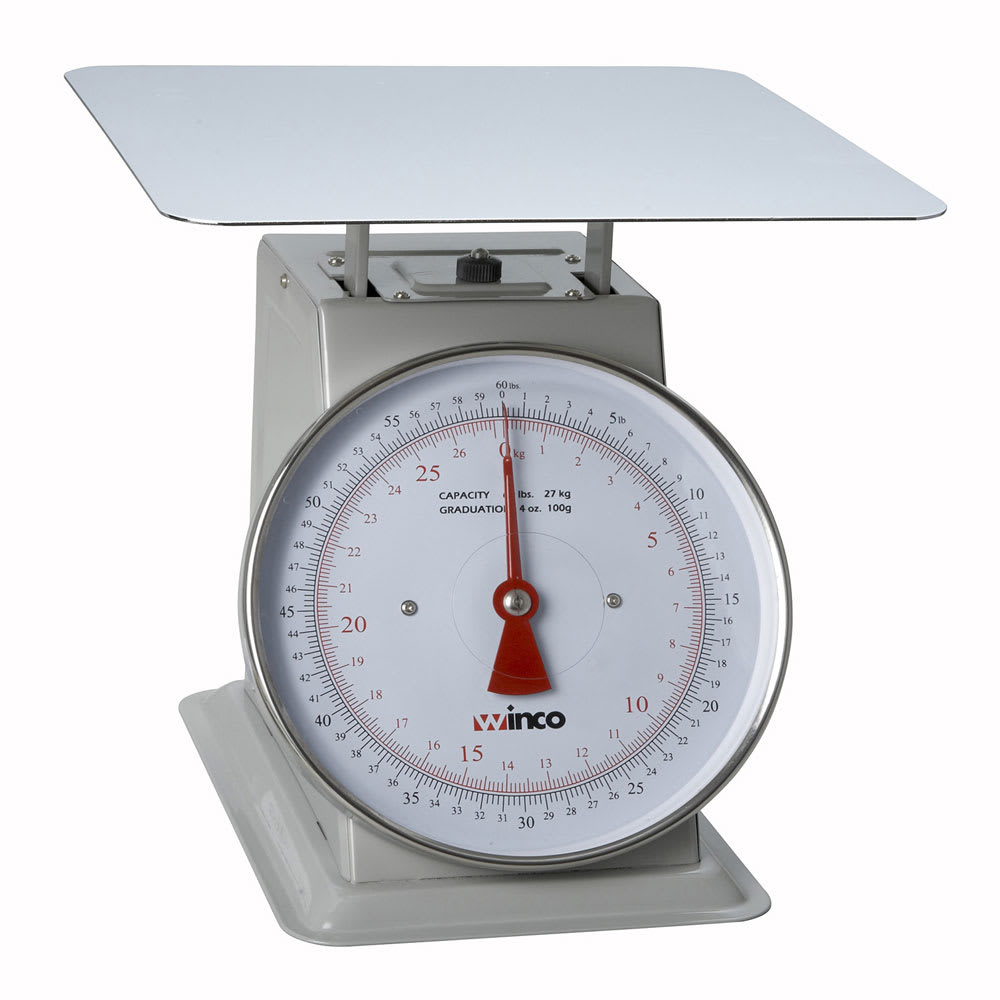 Winco SCAL-960 60 lb Receiving Scale, 9" Dial, Large Steel Platform