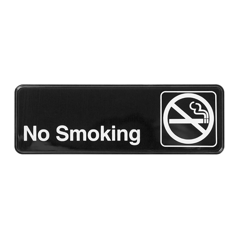Winco SGN-310 Information NO SMOKING Sign w/ Symbol, 3 x 9", Black