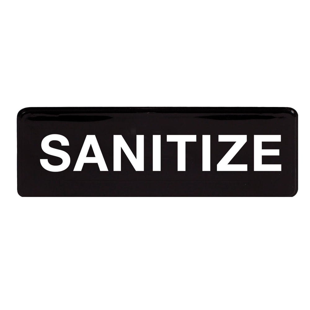 Winco SGN-329 Sanitize Sign - 3" x 9", Black