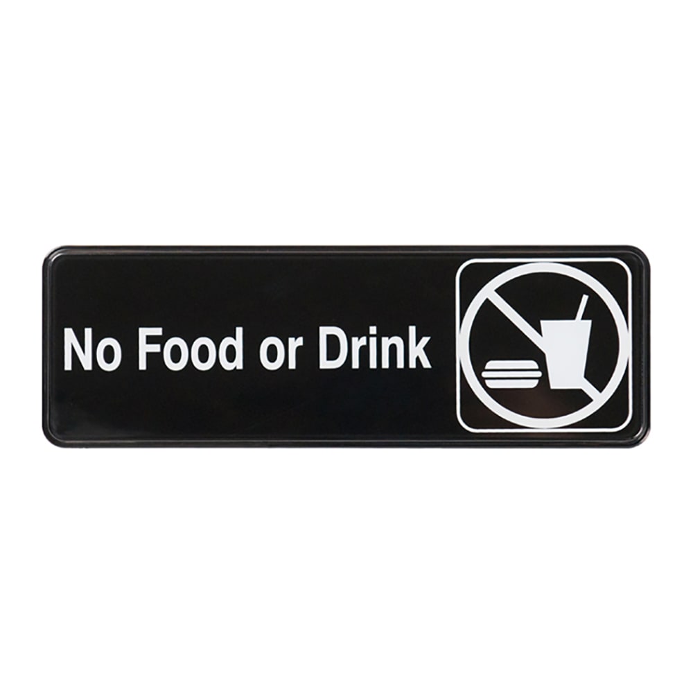 Winco SGN-333 No Food or Drink Sign - 3" x 9", Black