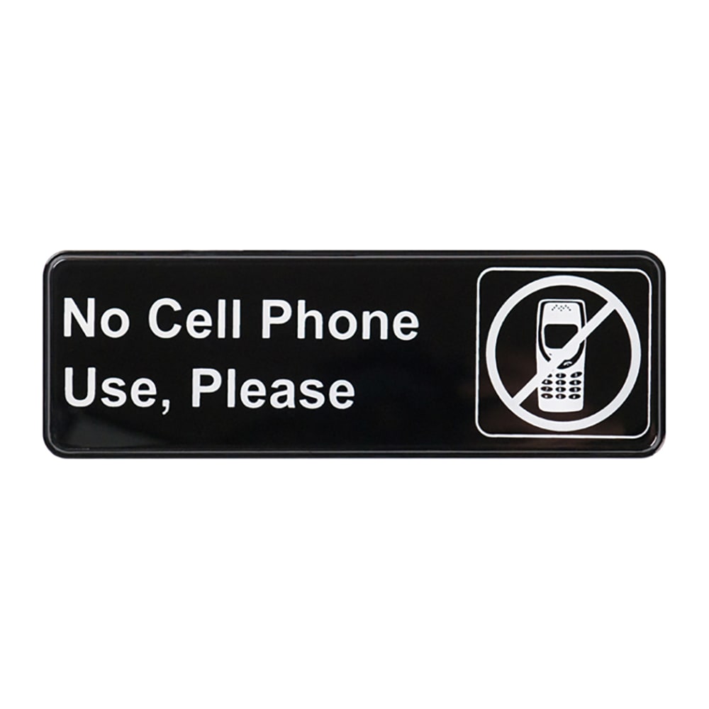 Winco SGN-334 No Cell Phone Use Sign - 3" X 9" Black