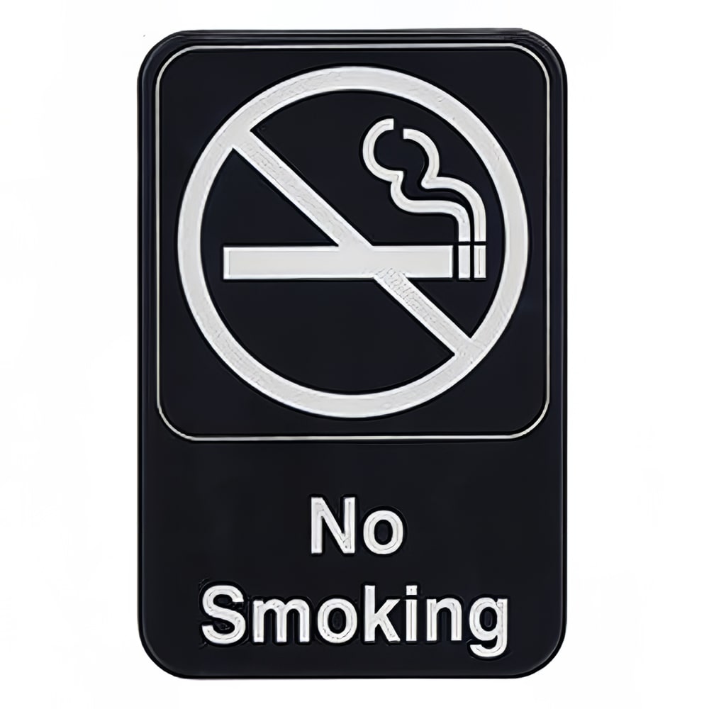 Winco SGN-601 6" X 9" Sign - No Smoking - White Imprint on Black