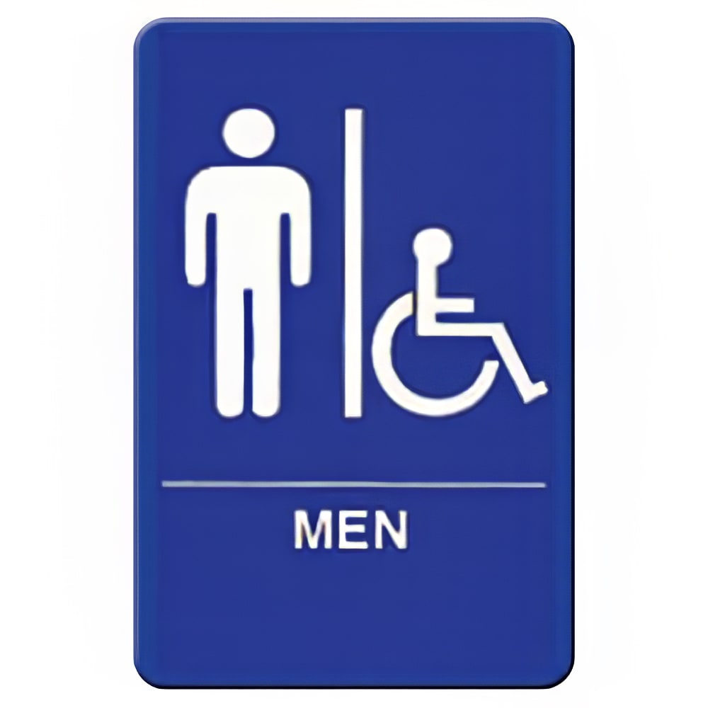 Winco SGN-652B Men/Accessible Sign - 6" x 9", Blue
