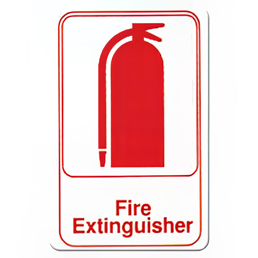 Winco SGN-682W Fire Extinguisher Sign - 6" x 9", White