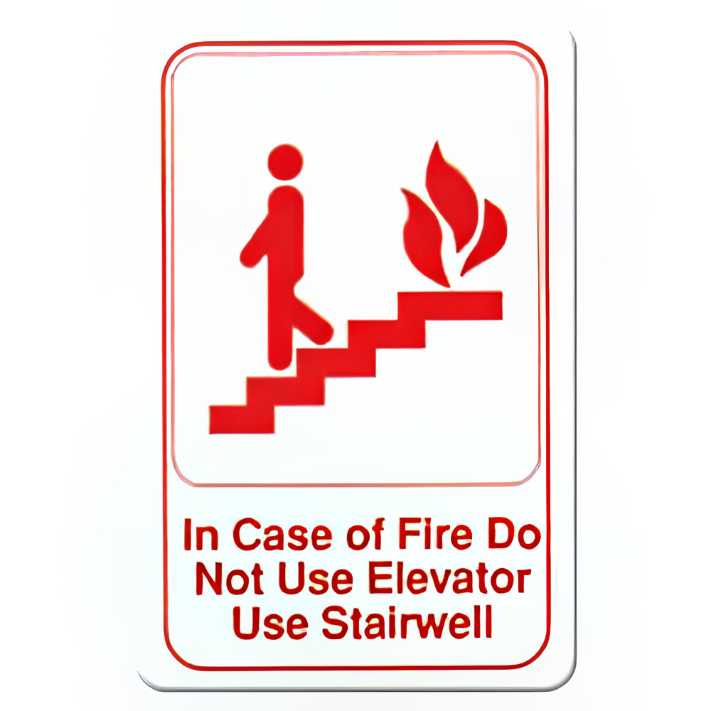 Winco SGN-683W In Case of Fire Sign - 6" x 9", White
