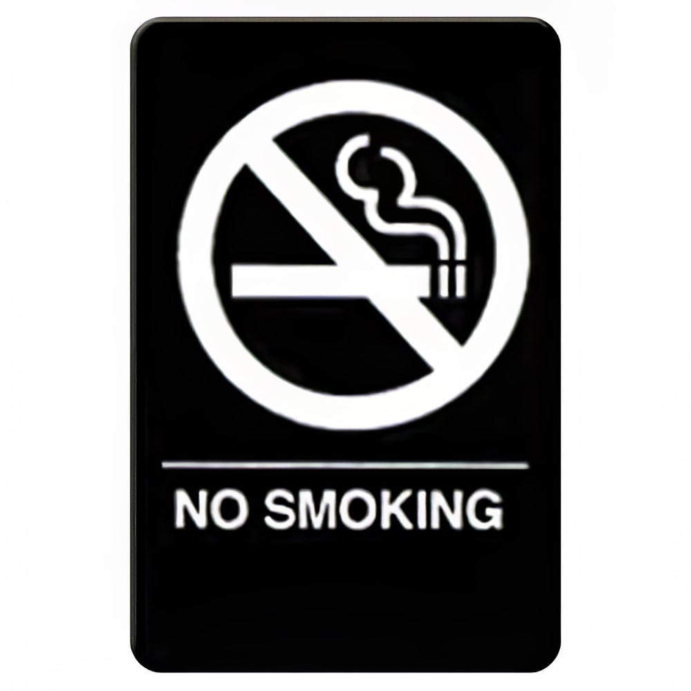 Winco SGNB-601 No Smoking Sign, Braille - 6x9", Black