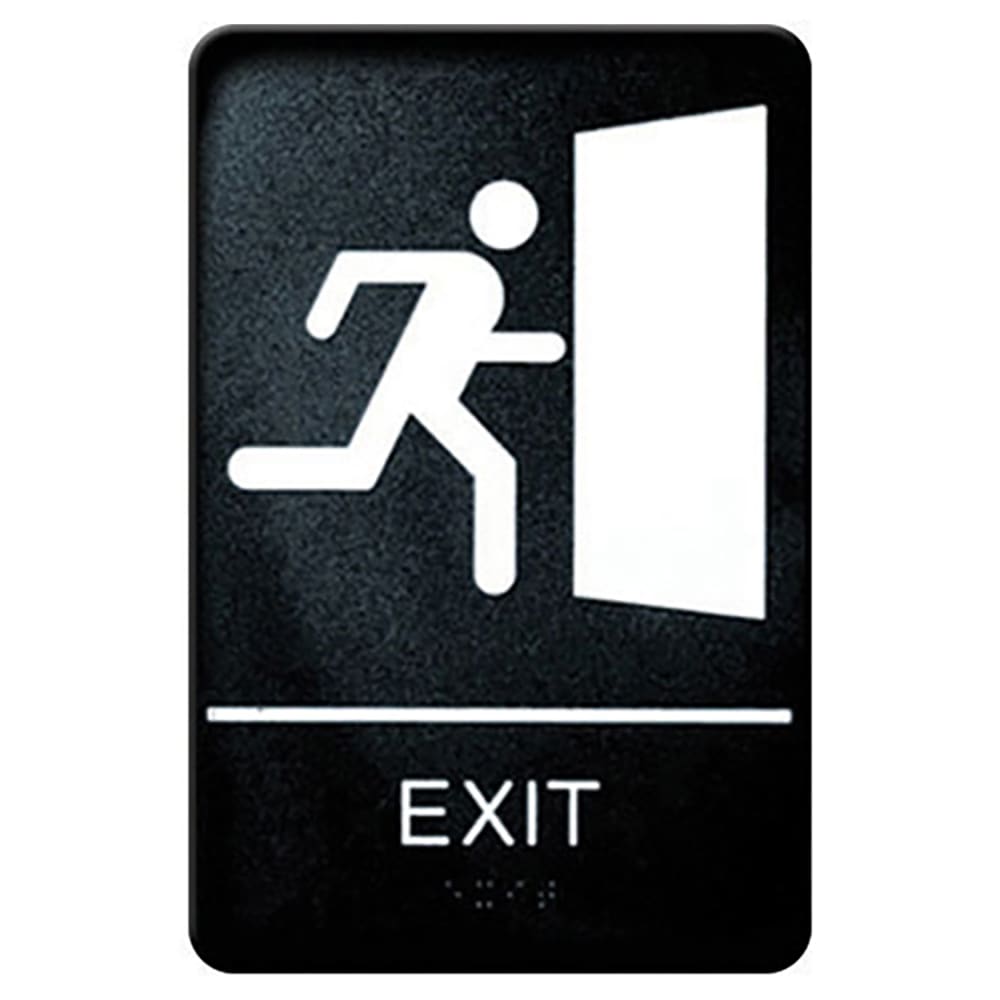 Winco SGNB-604 Exit Sign, Braille - 6" x 9", Black