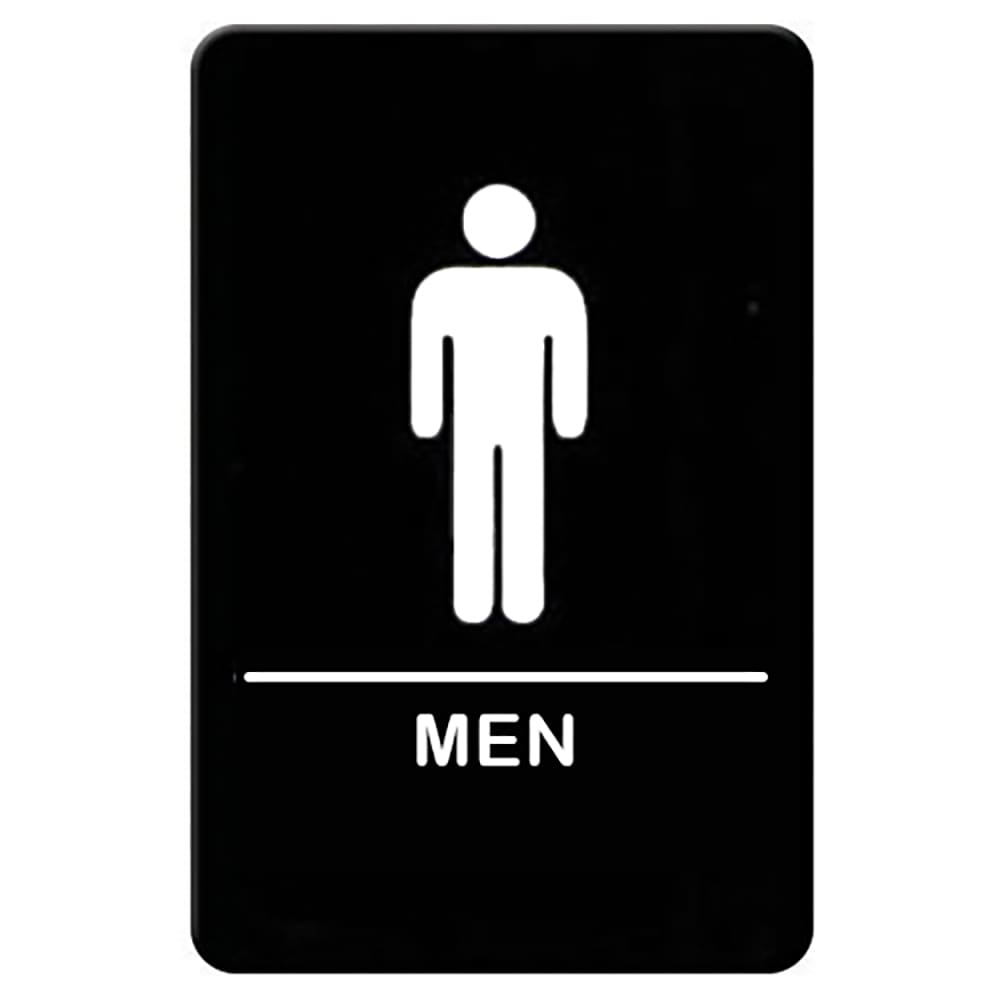 Winco SGNB-605 Men Sign, Braille - 6" x 9", Black