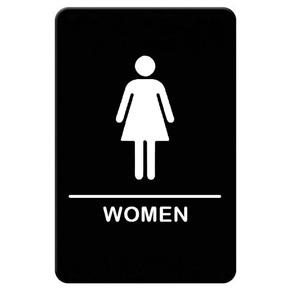 Winco SGNB-606 Women Sign, Braille - 6" x 9", Black