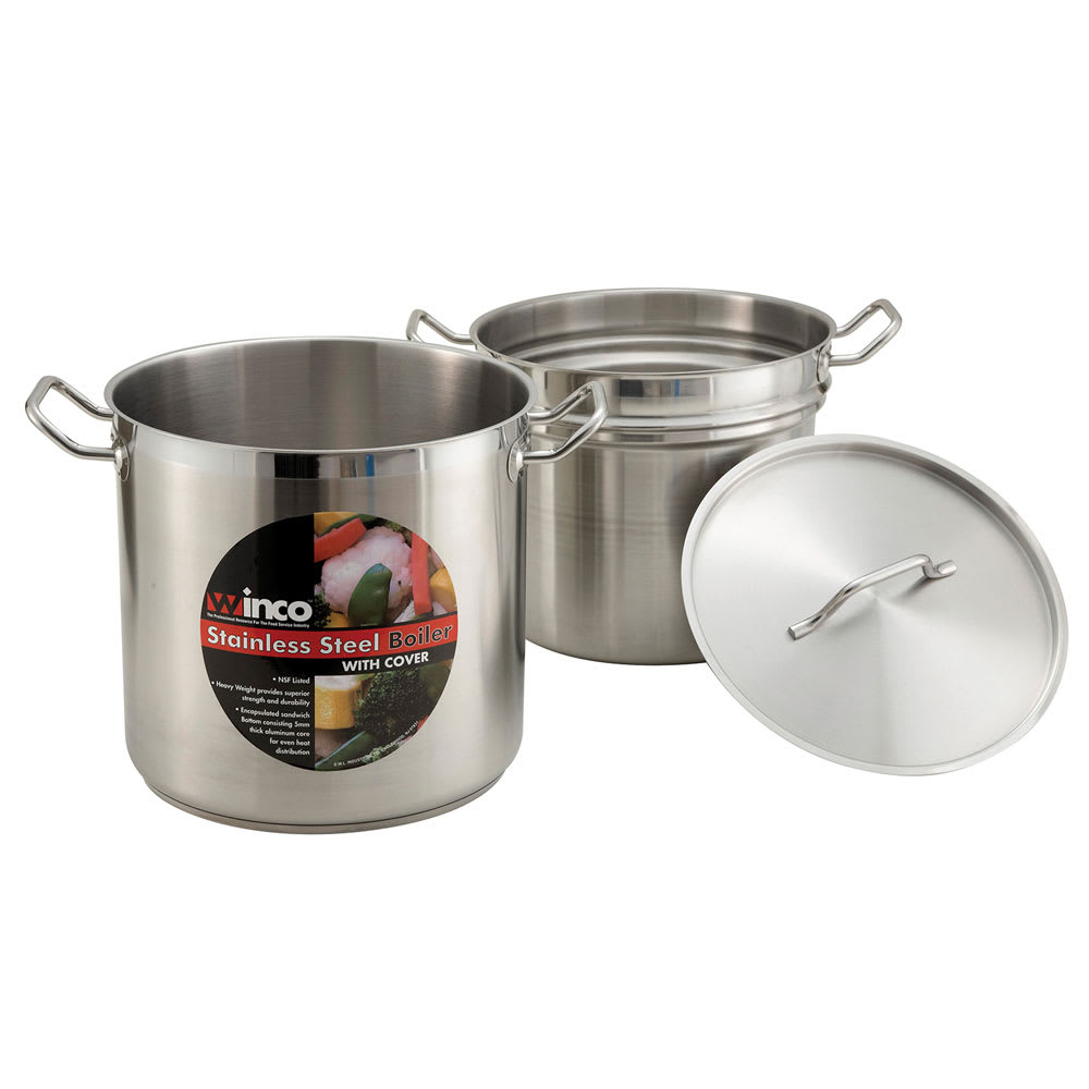 Winco SSDB-20 11 4/5" Stainless Steel Double Boiler w/ 20 qt Capacity