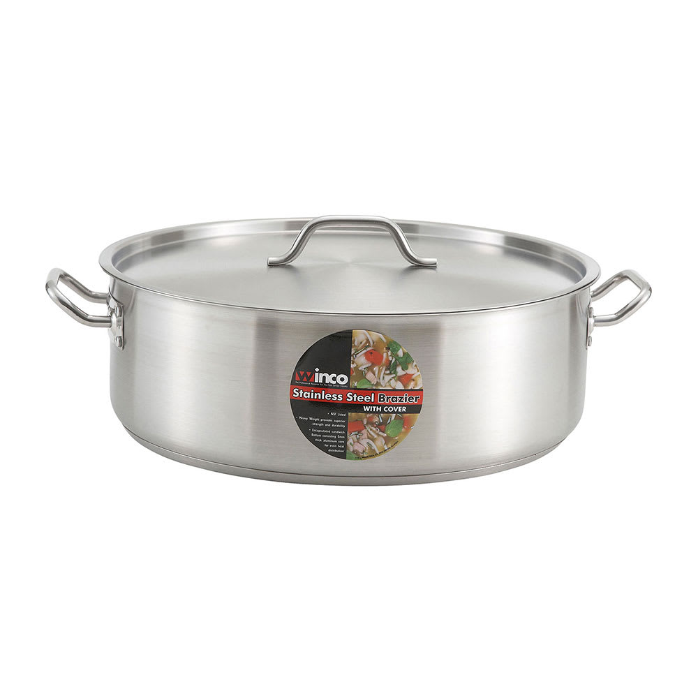 Winco SSLB-15 15 qt Stainless Steel Braising Pot