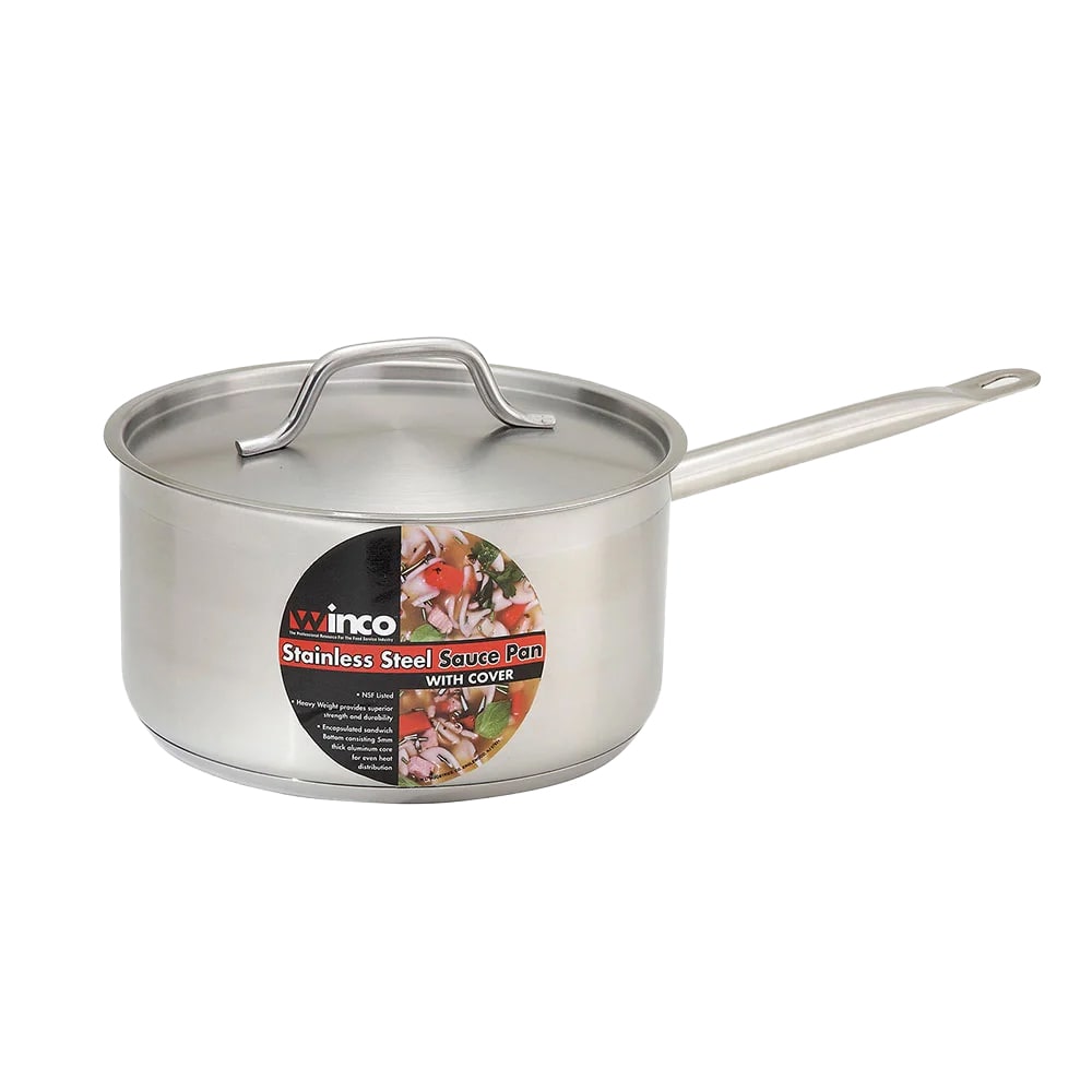 Winco SSSP-2 2 qt Stainless Steel Saucepan w/ Hollow Metal Handle