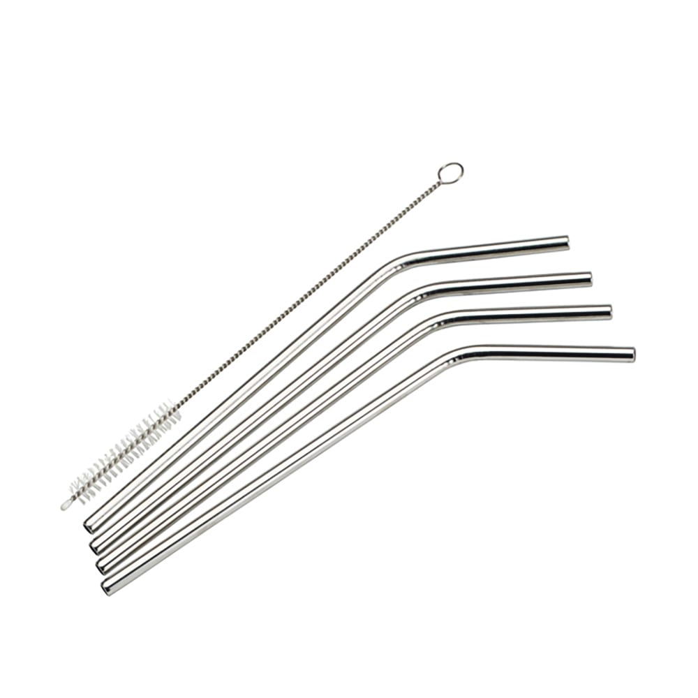 Winco SSTW-8C 8 1/2" Bent Metal Straw - Stainless Steel, Silver