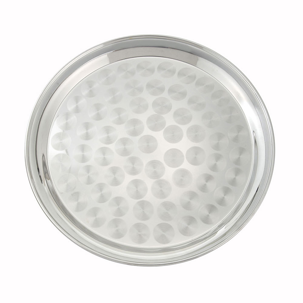 Winco STRS-14 14" Round Swirl Service Tray, Stainless