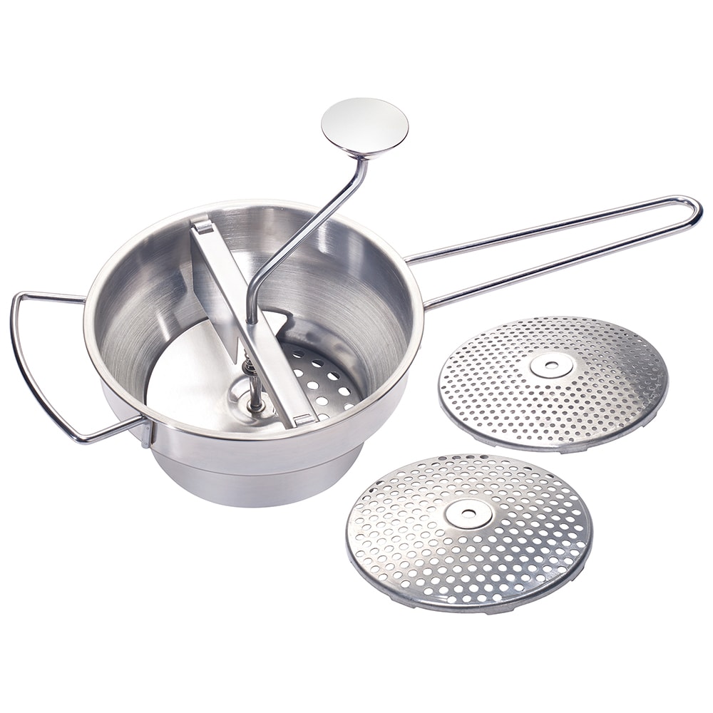 Winco SVM-3 2 qt Food Mill w/ (3) Cutting Plates, Stainless Steel